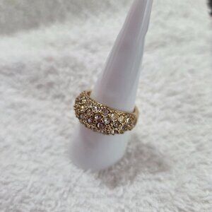 Gold Silver 316-L Stainless Steel Gold Plate Diamond Simulated Size 8